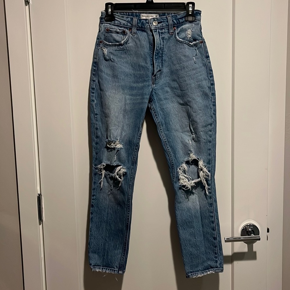 High Rise Destroyed Denim Abercrombie Jeans